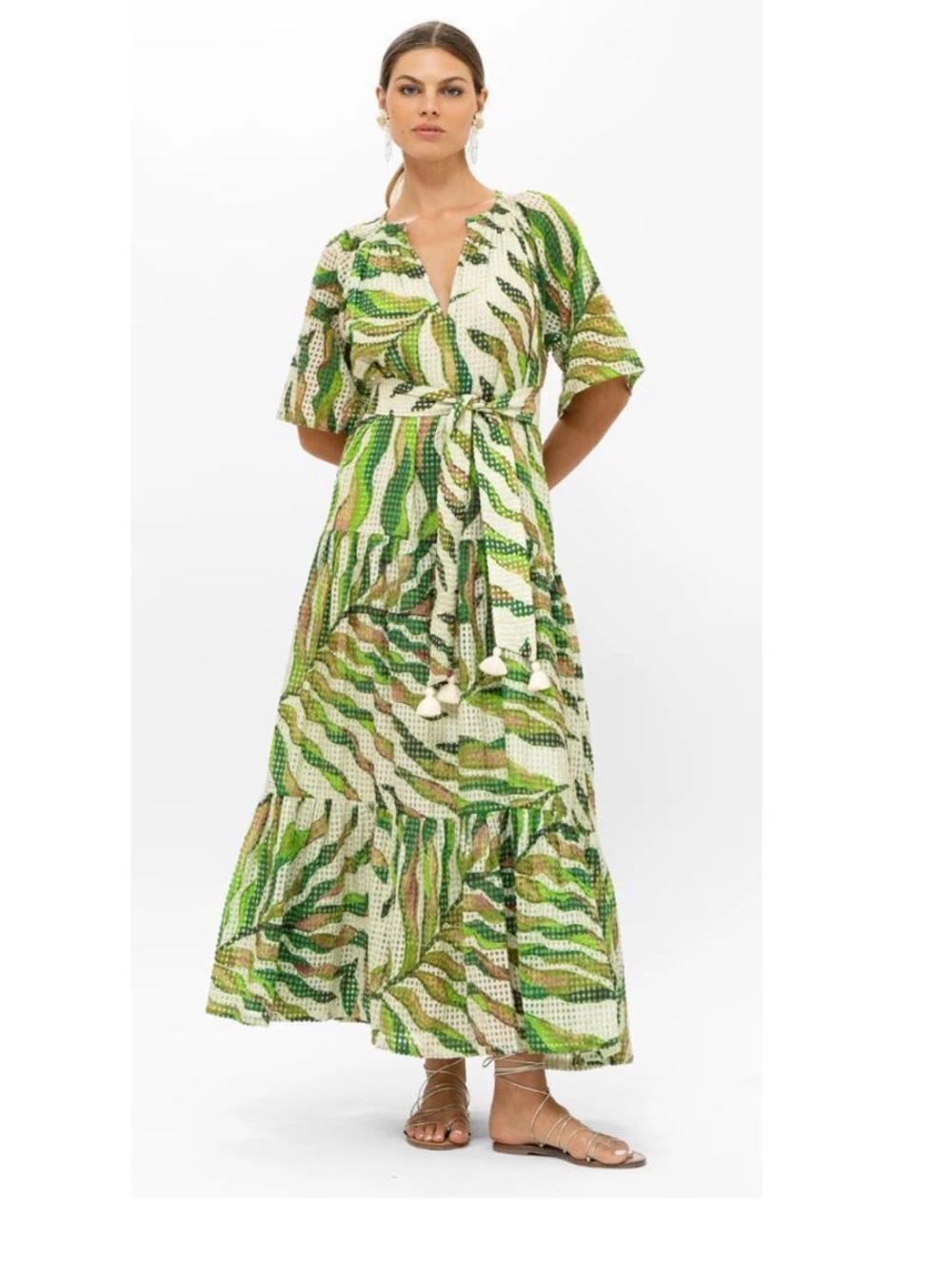 OLIPHANT raglan belted maxi dress in maldive green size medium